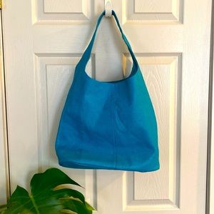 Turquoise leather hobo bag